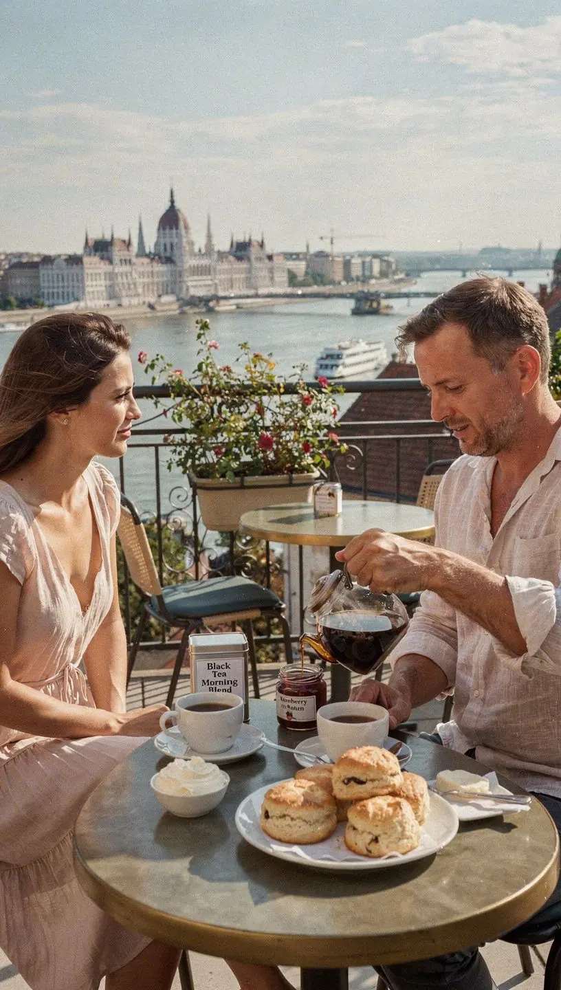 Fekete tea reggeli élvezete, egy könyv és egy kávéskanál társaságában.